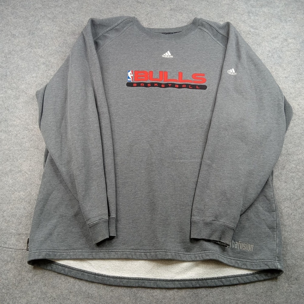 Chicago Bulls Sweatshirt Mens 2XL‎ Tall Gray NBA Basketball Adidas Fleece 2XLT